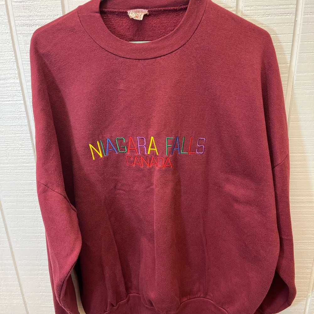 Vintage WAM Niagara Falls Burgundy Crewneck Sweatshirt—Adult XL